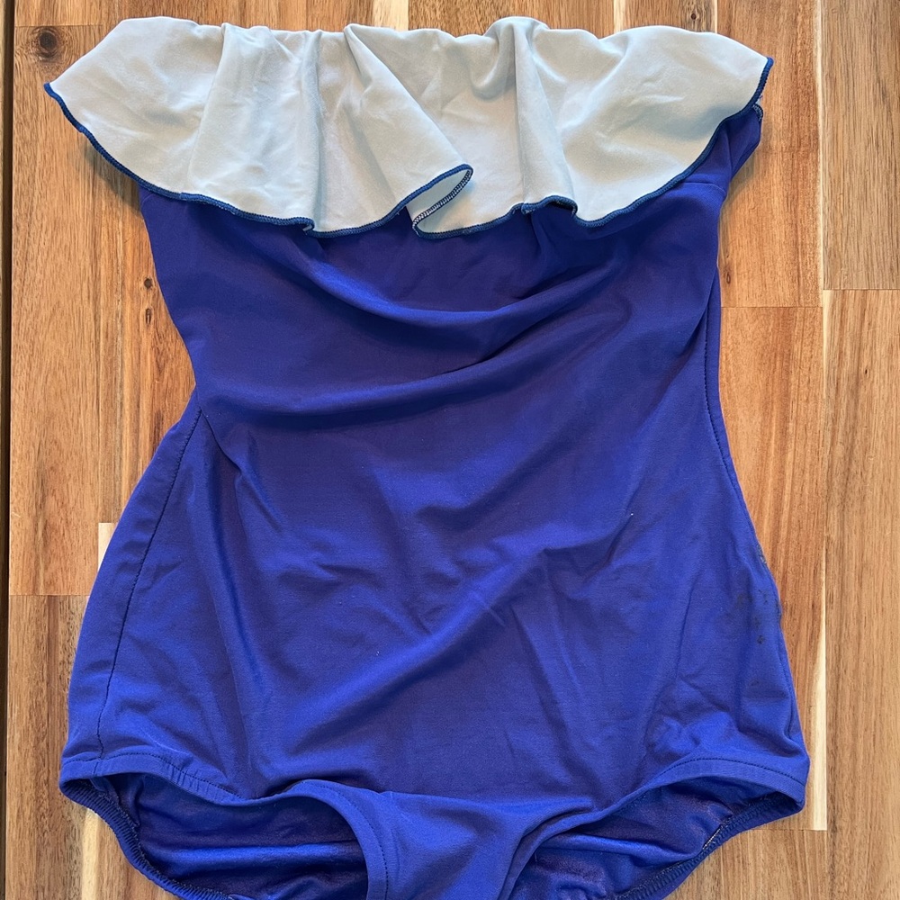 1950s Women’s Sirena Purple Strapless Ruffle Pinup Vintage Bathing Suit Size 14